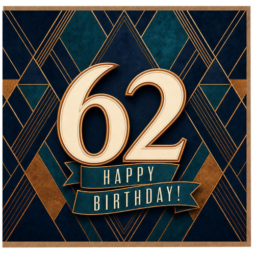 62nd Birthday Card, Happy Birthday Card for 62 Year Old