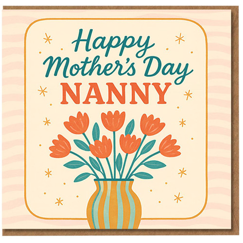 Nanny Mother’s Day Card - Happy Mother’s Day Nanny - Floral Vase Design - Grandmother Greeting Card with Envelope