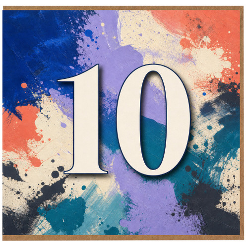 10th Birthday Card, Colourful Abstract Number 10 Design