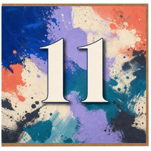 11th Birthday Card, Colourful Abstract Number 11 Card