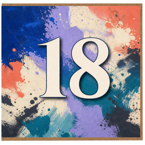 18th Birthday Card, Abstract Paint Splatter Design