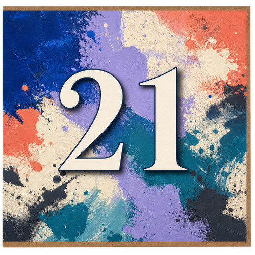 21st Birthday Card, Abstract Paint Splatter Design