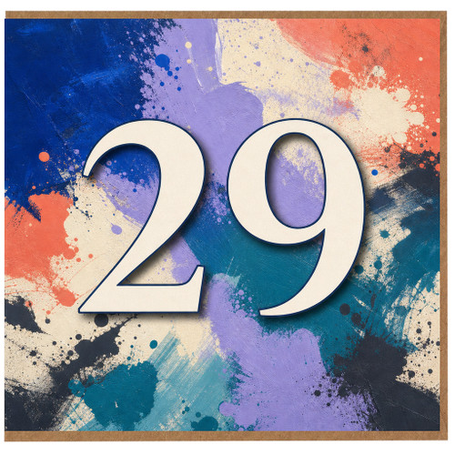 29th Birthday Card, Bold Abstract Number 29 Card