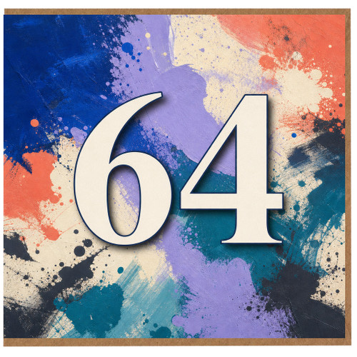 64th Birthday Card, Colourful Abstract Number 64 Card