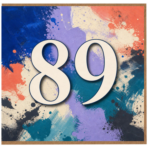 89th Birthday Card, Abstract Paint Splatter Design