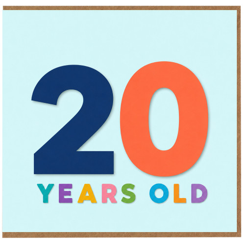 20th Birthday Card, Colourful Years Old Age 20 Card