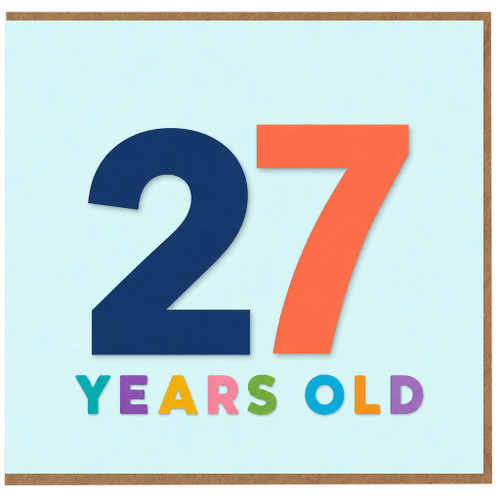 27th Birthday Card, 27 Years Old Birthday Card