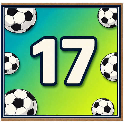 17th Birthday Card, Football Soccer Age 17 Card