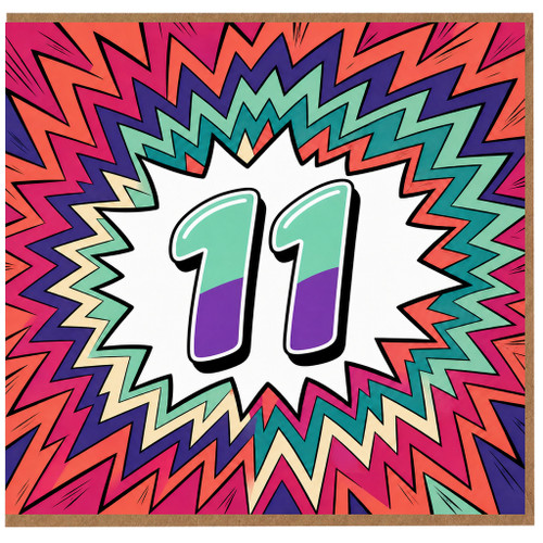 11th Birthday Card, Bold Comic Style Number 11 Card