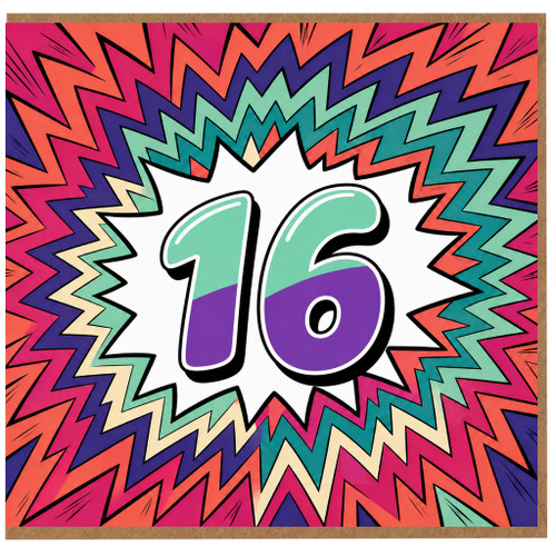 16th Birthday Card, Bold Pop Art Style