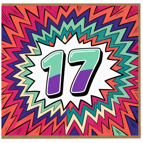 17th Birthday Card, Colourful Comic Style Birthday Card