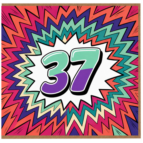 37th Birthday Card, Bold Retro Number 37 Design
