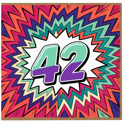 42nd Birthday Card, Bold Comic Starburst Design
