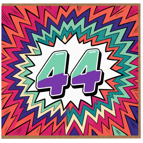 44th Birthday Card, Bold Pop Art Comic Style Design