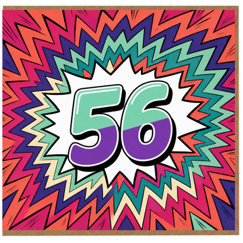 56th Birthday Card, Retro Colourful Starburst Design