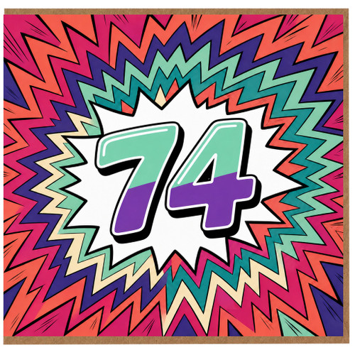 74th Birthday Card, Bold Comic Style Number 74 Design