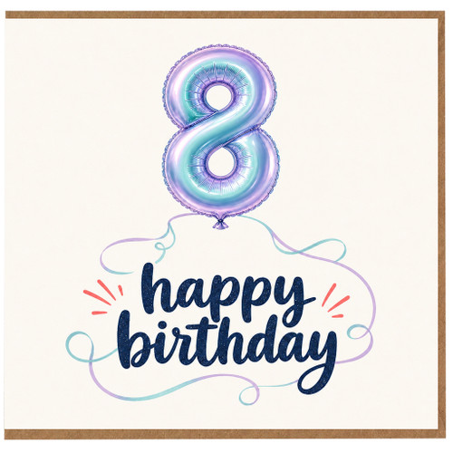 8th Birthday Card, Happy Birthday Balloon Design