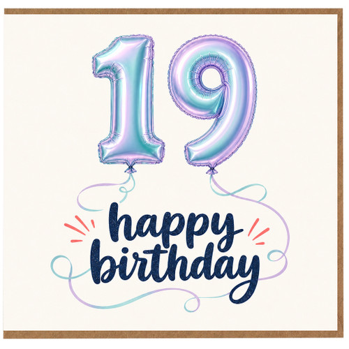 19th Birthday Card, Happy Birthday Balloon Design Card