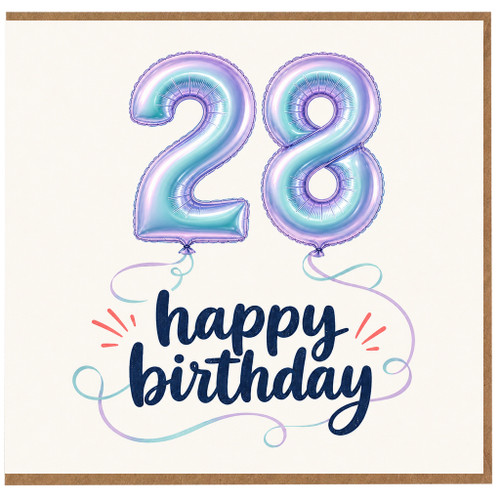28th Birthday Card, Happy Birthday Balloon Design