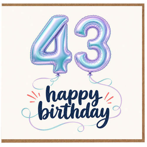 43rd Birthday Card, Happy Birthday Balloon Number 43 Card