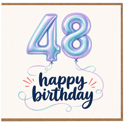 48th Birthday Card, Happy Birthday Balloon Number 48 Card