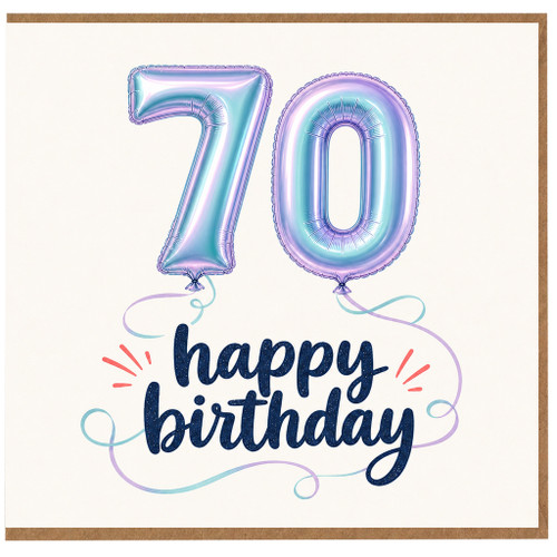 70th Birthday Card, Happy Birthday Balloon Design