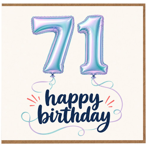 71st Birthday Card, Happy Birthday Card for Her or Him