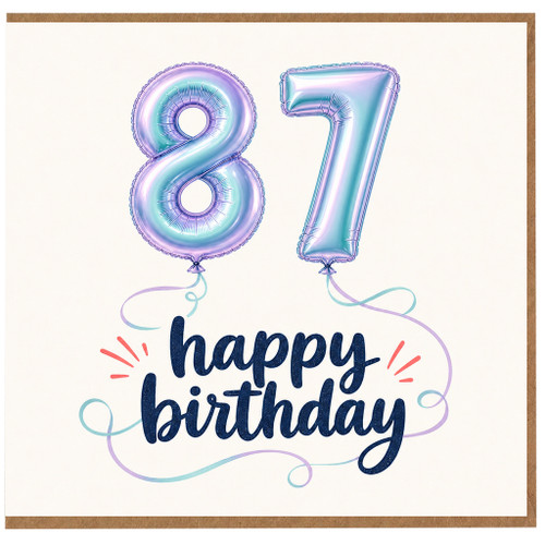 87th Birthday Card, Happy Birthday Balloon Number 87 Card