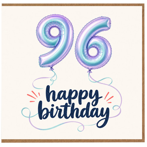 96th Birthday Card, Happy Birthday Card for 96 Year Old