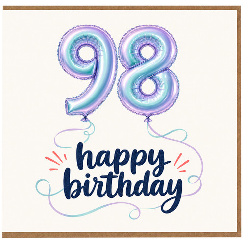98th Birthday Card, Happy Birthday Balloon Design