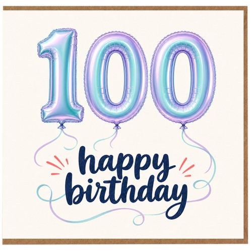 100th Birthday Card, Happy Birthday Balloon Design