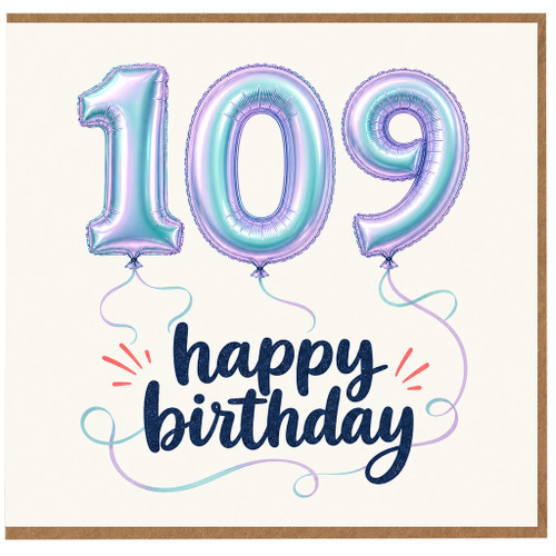 109th Birthday Card, Happy Birthday Balloon Design