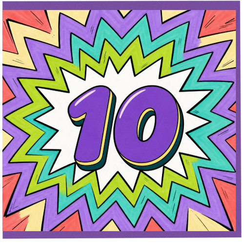 10th Birthday Card, Bold Pop Art 70 Card