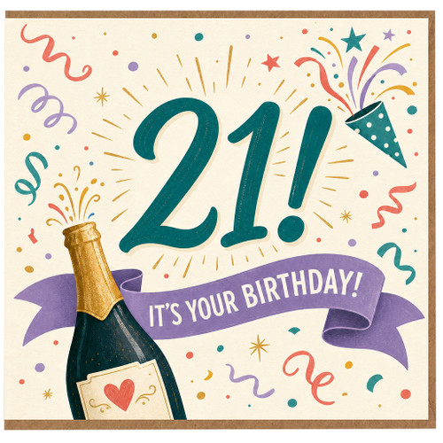 21st Birthday Card, 21 Today Birthday Card, Birthday Card for Him or Her