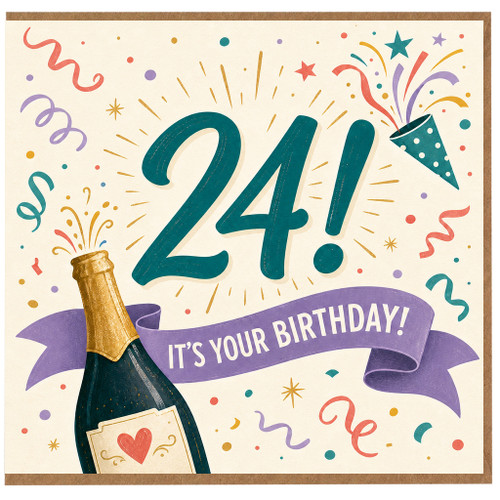 24th Birthday Card, It's Your Birthday Celebration Card