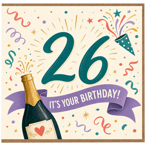 26th Birthday Card, It's Your Birthday Celebration Card