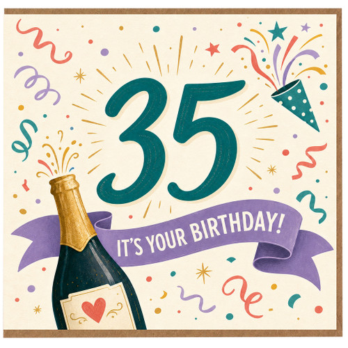 35th Birthday Card, It’s Your Birthday Card, Celebration Party Card