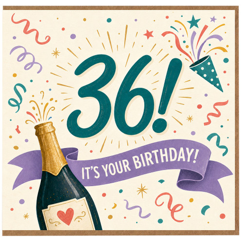 36th Birthday Card, It’s Your Birthday Celebration Card