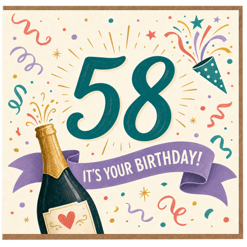 58th Birthday Card, Birthday Card for 58 Year Old, Fun Celebration Card