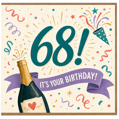 68th Birthday Card, It's Your Birthday Champagne Celebration Card