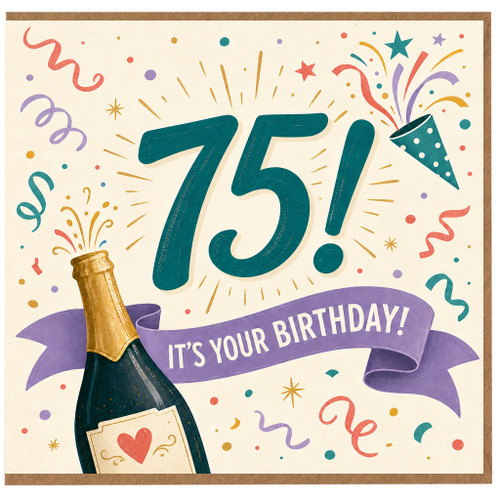 75th Birthday Card, It's Your Birthday Celebration Card