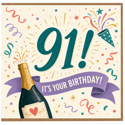 91st Birthday Card, It's Your Birthday Celebration Card