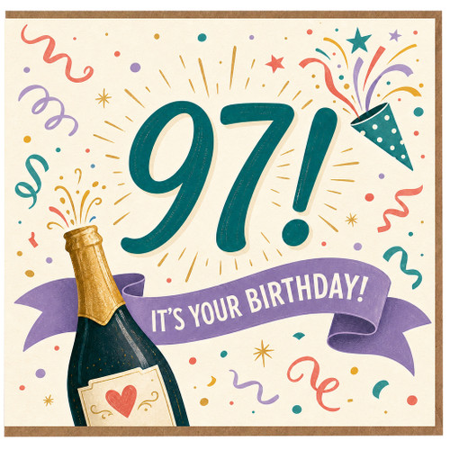 97th Birthday Card, 97! Birthday Celebration Card
