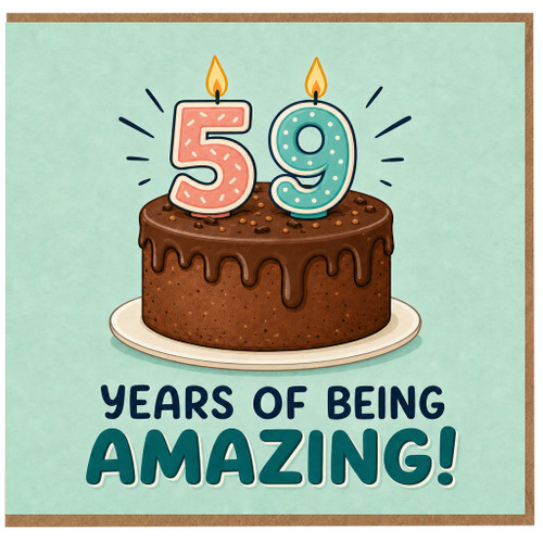 59th Birthday Card, Years of Being Amazing Cake Design