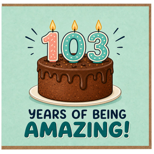 103rd Birthday Card, Years of Being Amazing Cake Design