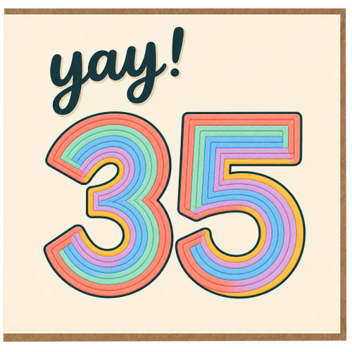 35th Birthday Card, Yay! Rainbow Number 35 Card