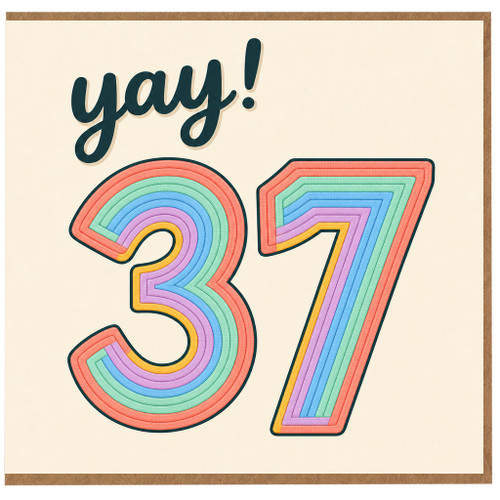 37th Birthday Card, Rainbow Yay Design