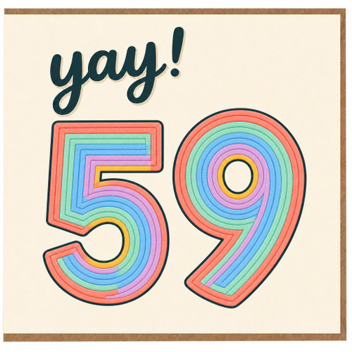 59th Birthday Card, Yay! Colourful Rainbow Design