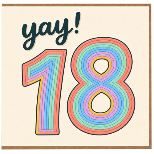 78th Birthday Card, Yay! Rainbow Number 18 Card