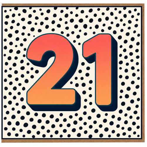 21st Birthday Card, Bold Polka Dot Number 21 Card